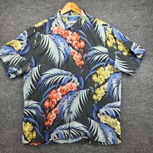 Tommy Bahama Mens Silk Hawaiian Shirt Aloha Tropical Print Button Down Large